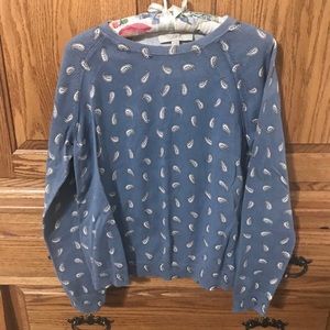 Loft Slate Blue Paisley Sweater size Medium